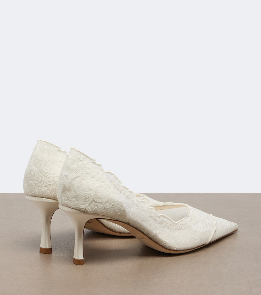 White Jimmy Choo Bridal Faiz lace pumps - Mid Heel Pumps
