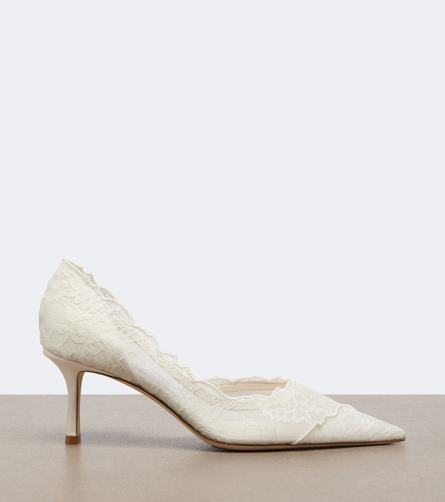 White Jimmy Choo Bridal Faiz lace pumps - Mid Heel Pumps