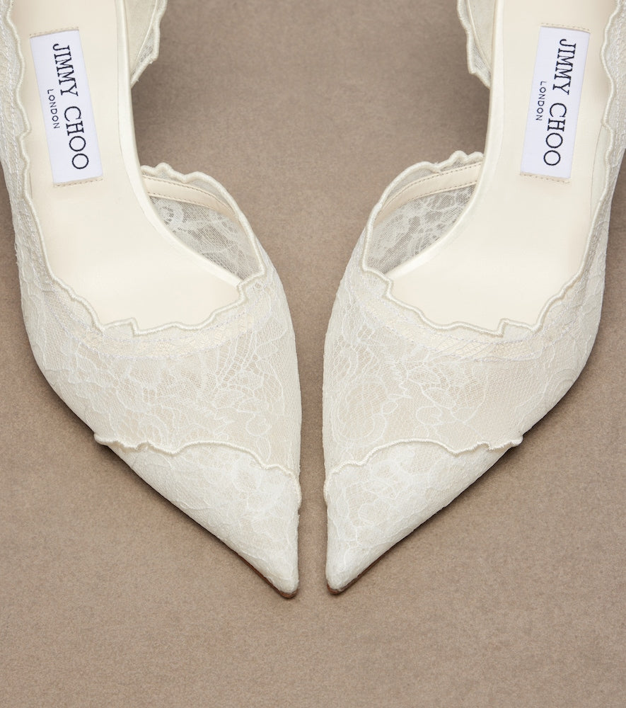 White Jimmy Choo Bridal Faiz lace pumps - Mid Heel Pumps