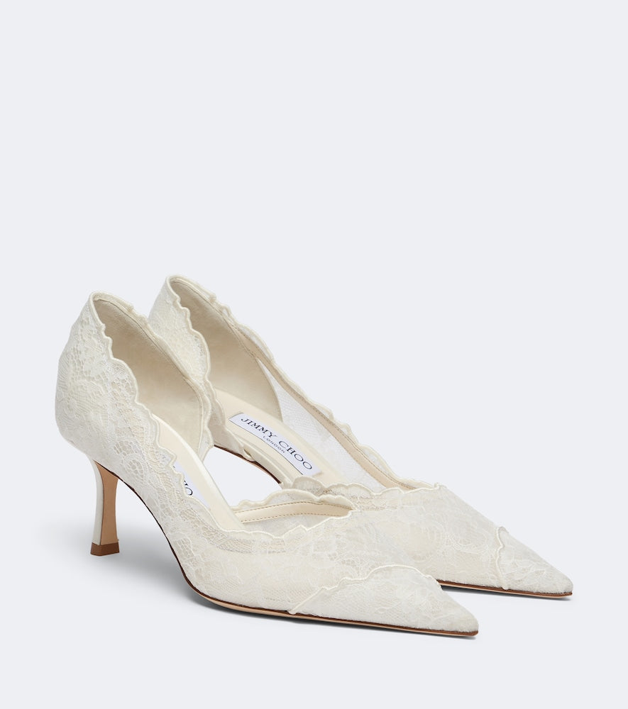 White Jimmy Choo Bridal Faiz lace pumps - Mid Heel Pumps