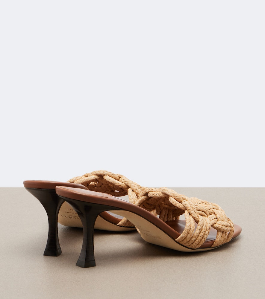 Beige Jimmy Choo Chara raffia mules - Mid Heels