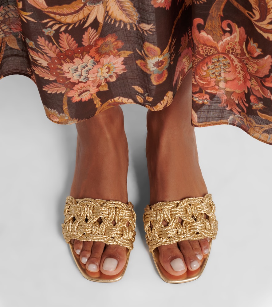 Gold Jimmy Choo Chara woven slides - Flat Sandals