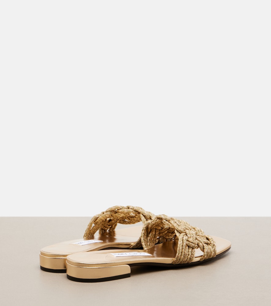 Gold Jimmy Choo Chara woven slides - Flat Sandals