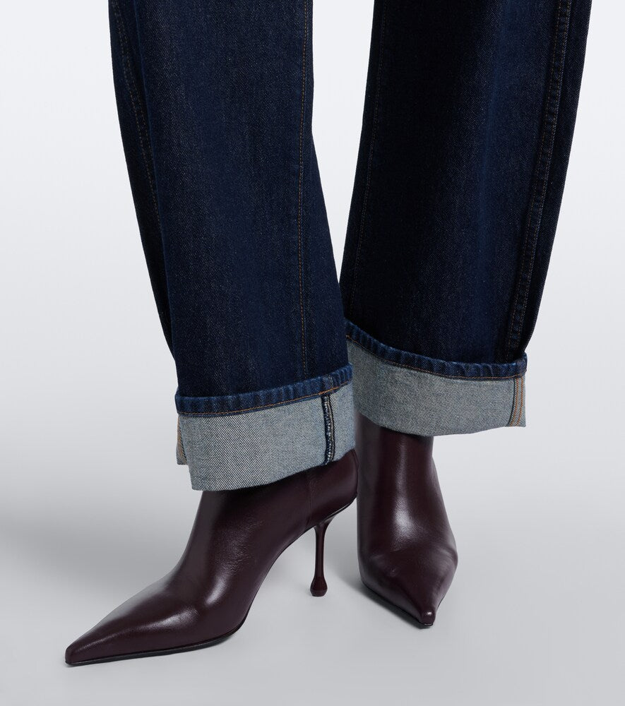 Burgundy Jimmy Choo Cycas leather ankle boots - Mid Heels