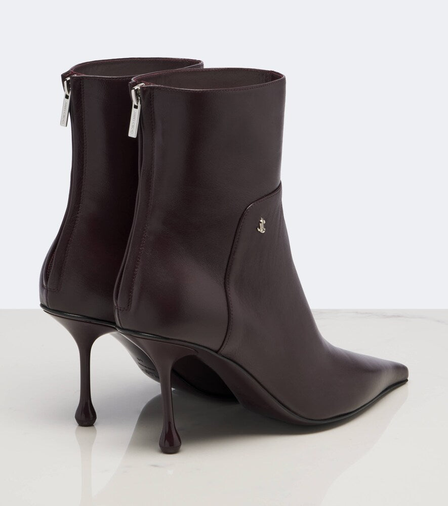 Burgundy Jimmy Choo Cycas leather ankle boots - Mid Heels