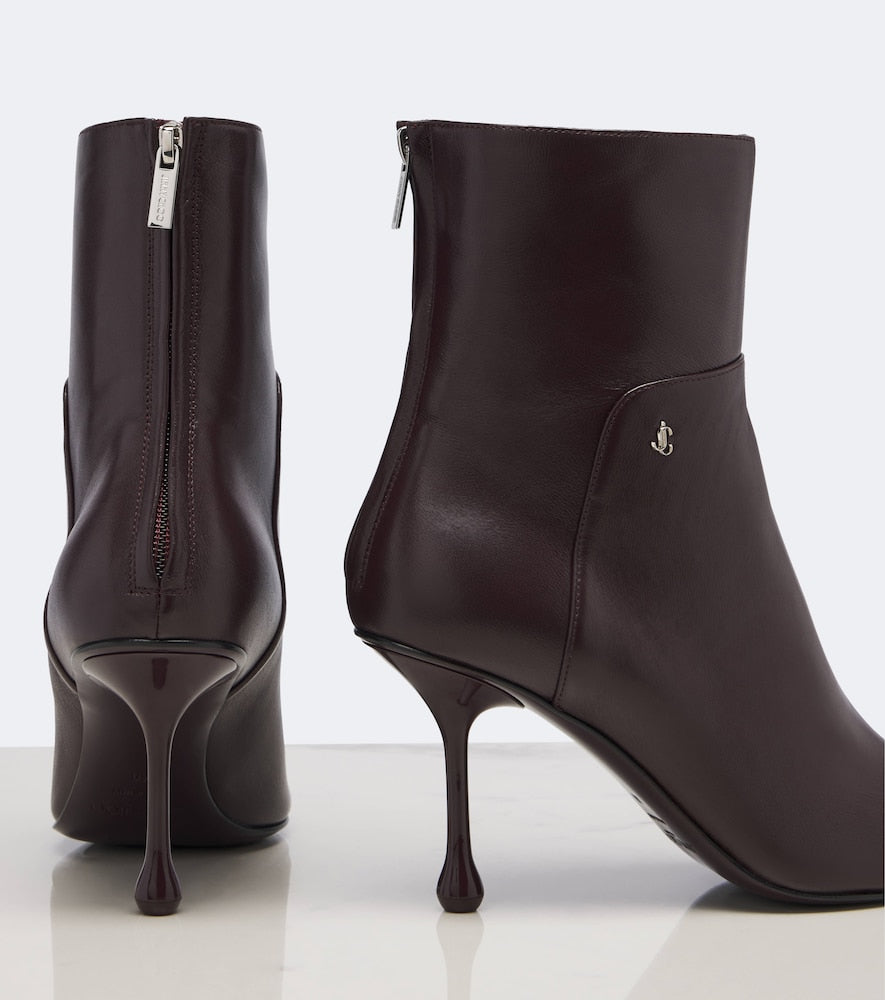 Burgundy Jimmy Choo Cycas leather ankle boots - Mid Heels