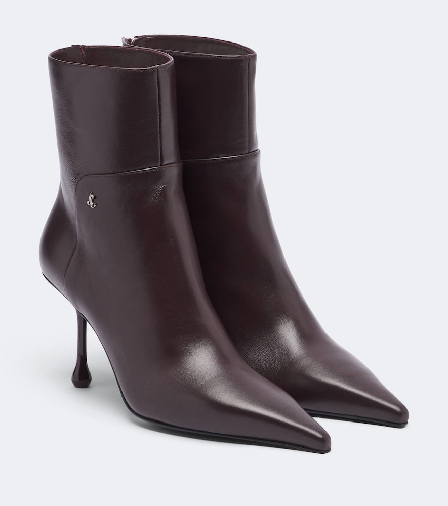 Burgundy Jimmy Choo Cycas leather ankle boots - Mid Heels