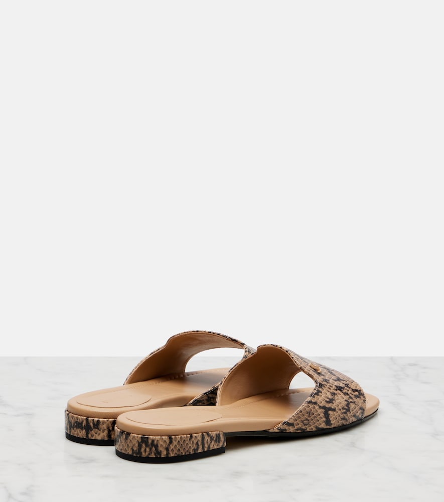 Beige Jimmy Choo Dina snake-effect leather slides - Flat Sandals