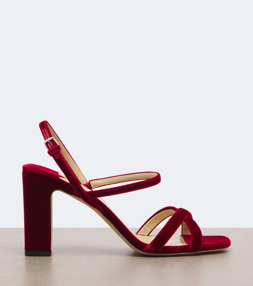Jimmy Choo Elsy velvet sandals in Red - High-Heel Sandals