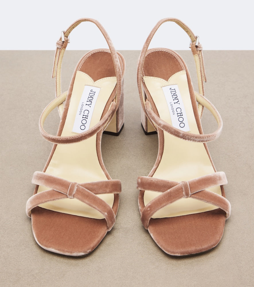 Jimmy Choo Elsy velvet slingback sandals (Pink) - High-Heel Sandals