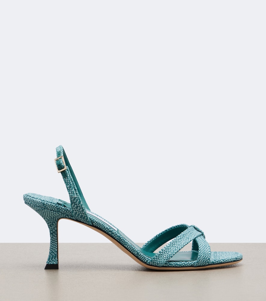 Jimmy Choo Elsy woven slingback sandals - Blue Mid Heels