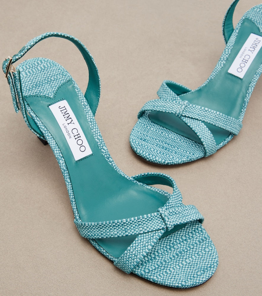 Jimmy Choo Elsy woven slingback sandals - Blue Mid Heels
