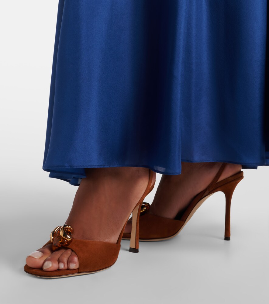 Jimmy Choo Emani embellished suede slingback sandals in Brown - High-Heel Sandals