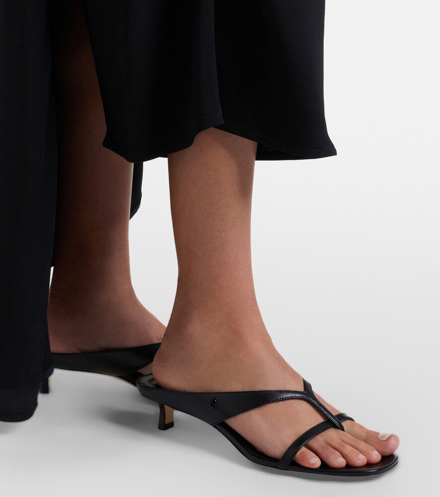 Jimmy Choo Emery leather thong sandals - Black Mid Heel Sandals