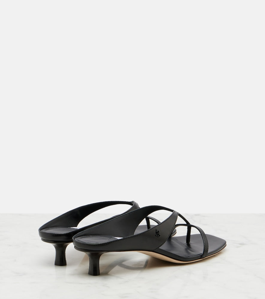 Jimmy Choo Emery leather thong sandals - Black Mid Heel Sandals