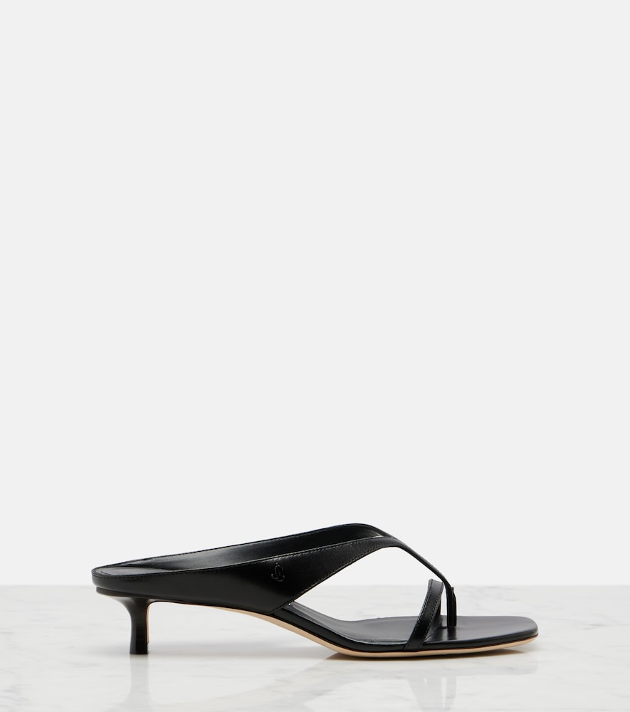 Jimmy Choo Emery leather thong sandals - Black Mid Heel Sandals