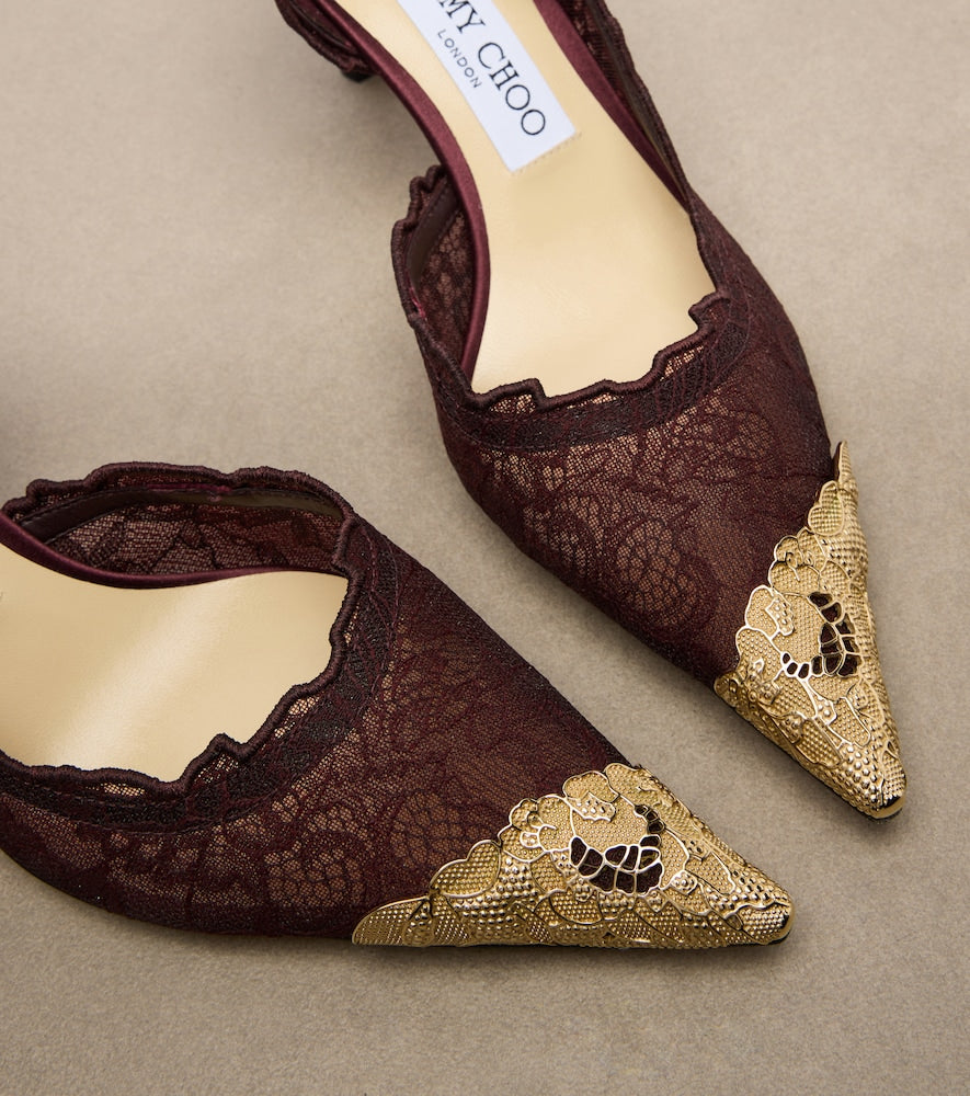 Burgundy Jimmy Choo Faiz lace pumps - Mid Heel Pumps