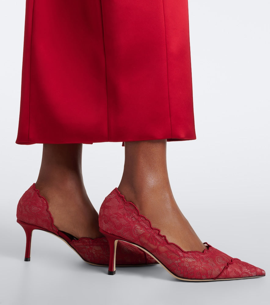 Jimmy Choo Faiz lace pumps in Red - Mid Heel Pumps