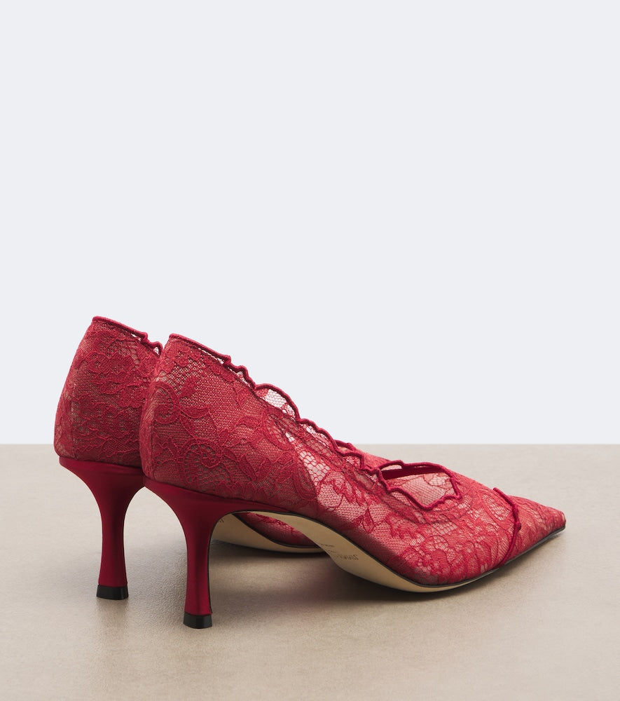 Jimmy Choo Faiz lace pumps in Red - Mid Heel Pumps