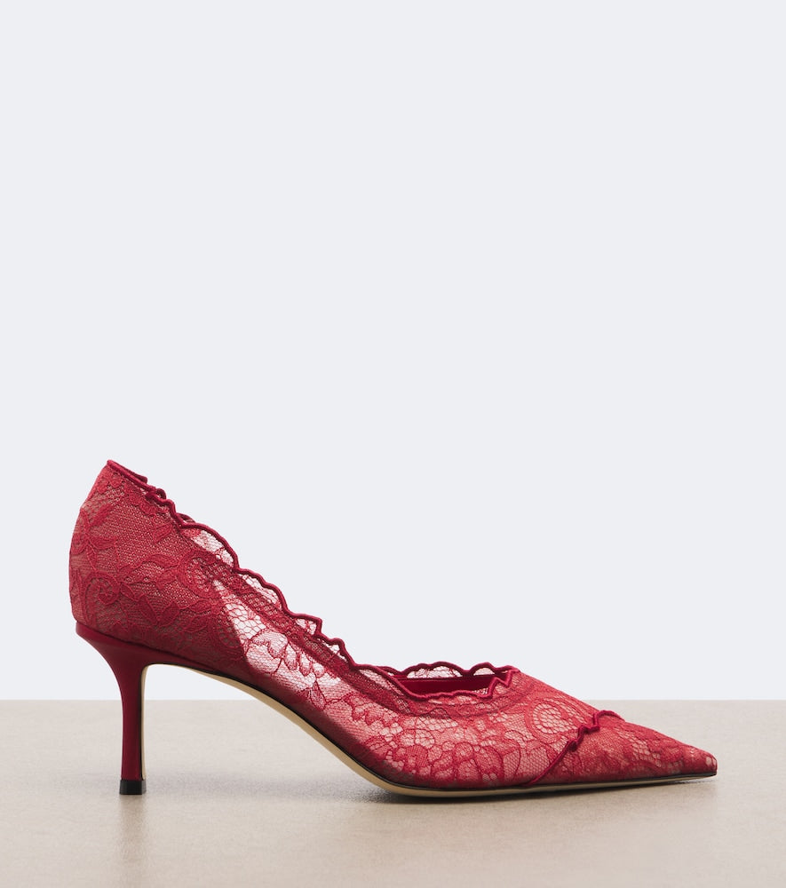 Jimmy Choo Faiz lace pumps in Red - Mid Heel Pumps