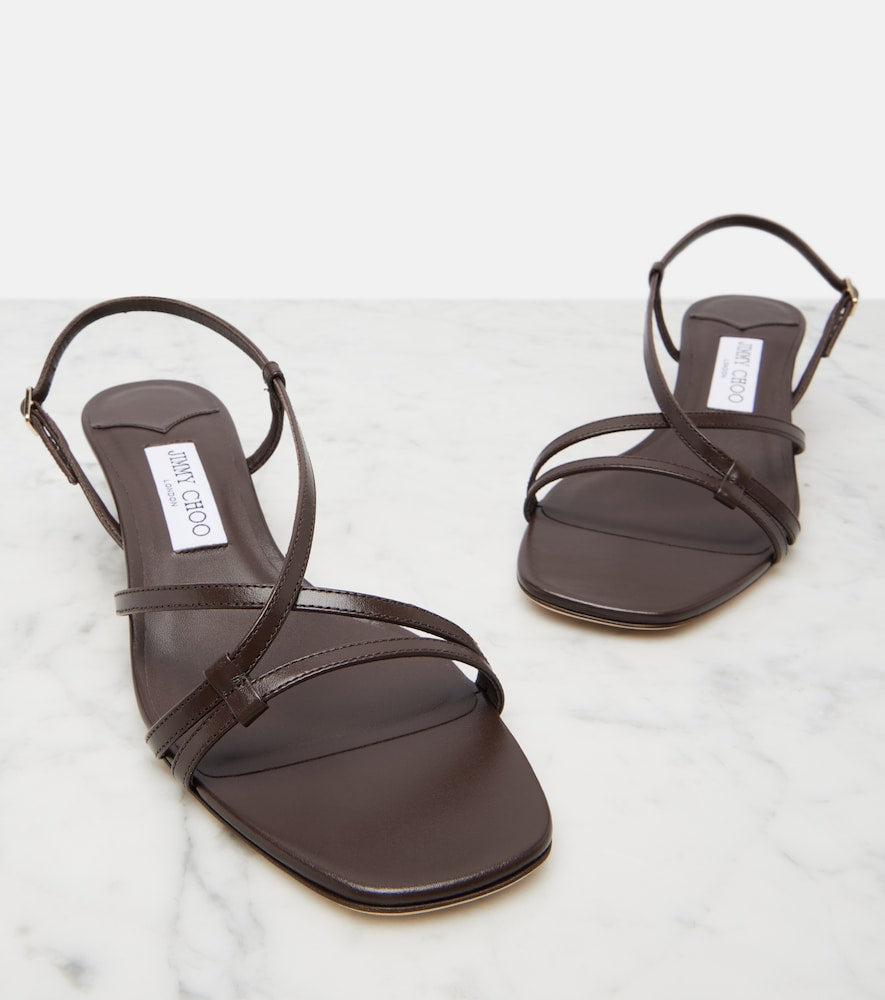 Jimmy Choo Farris leather sandals (Brown) - Mid Heels