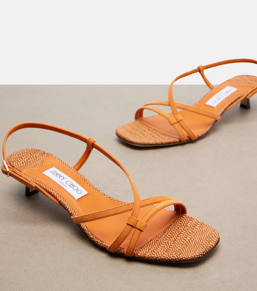 Jimmy Choo Farris suede sandals (Orange) - Mid Heel Sandals
