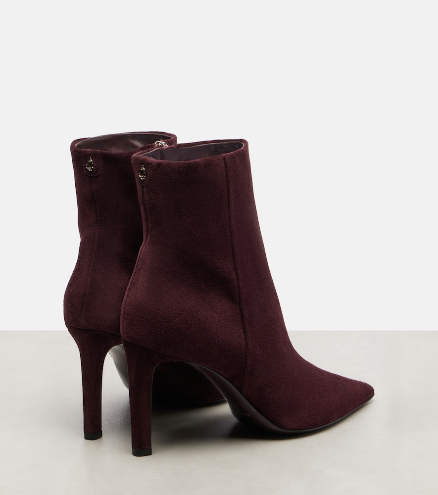 Jimmy Choo Frankie 85 suede ankle boots in Burgundy - Mid Heel Boots