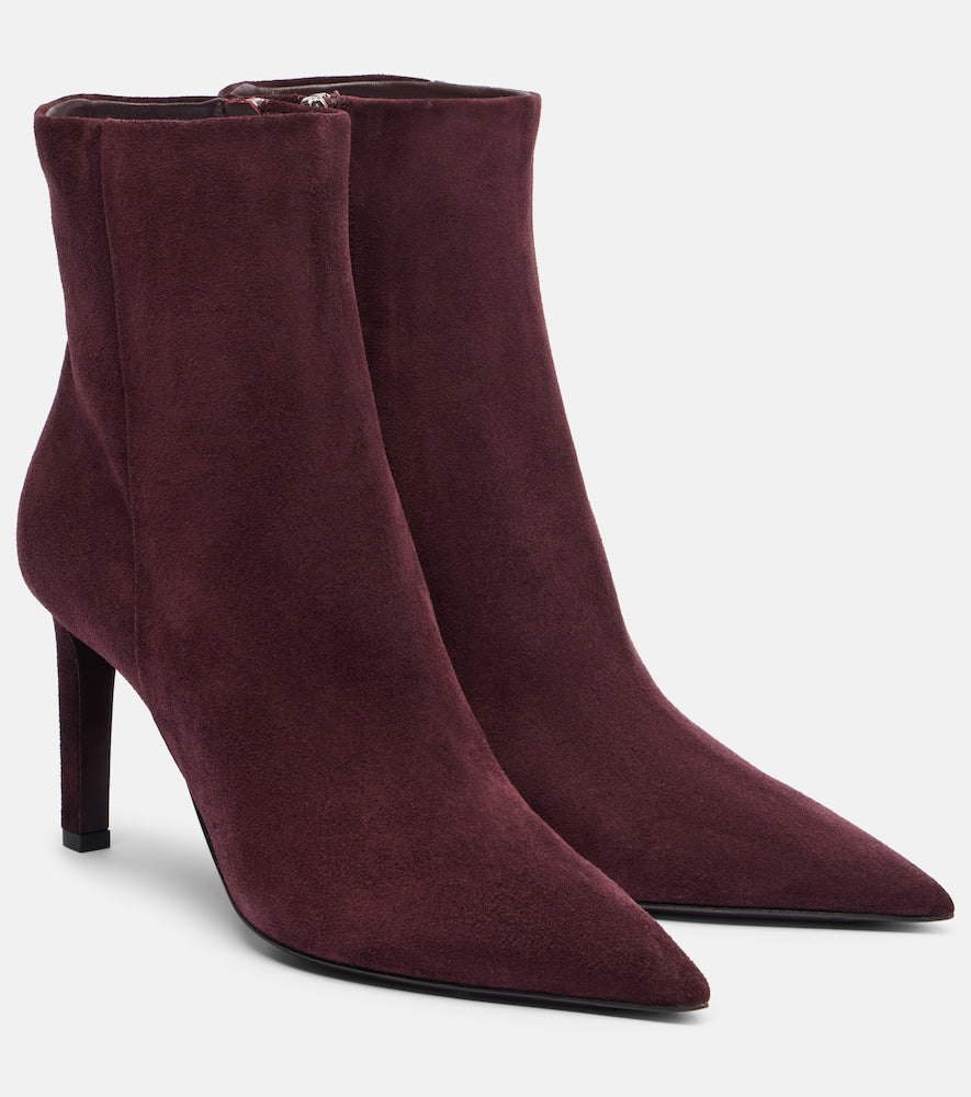 Jimmy Choo Frankie 85 suede ankle boots in Burgundy - Mid Heel Boots