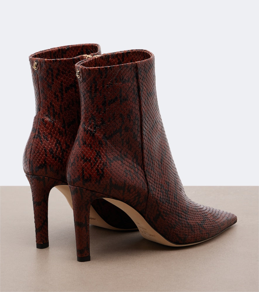 Jimmy Choo Frankie snake-effect leather ankle boots in Brown - Ankle Boots