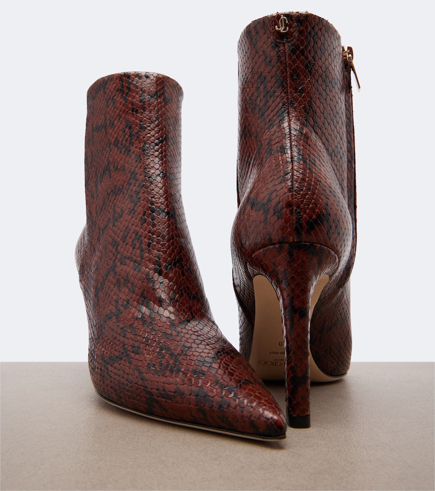 Jimmy Choo Frankie snake-effect leather ankle boots in Brown - Ankle Boots