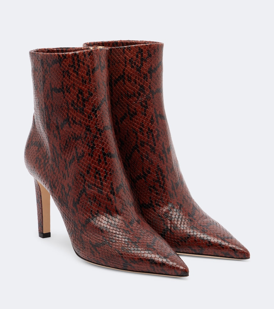 Jimmy Choo Frankie snake-effect leather ankle boots in Brown - Ankle Boots