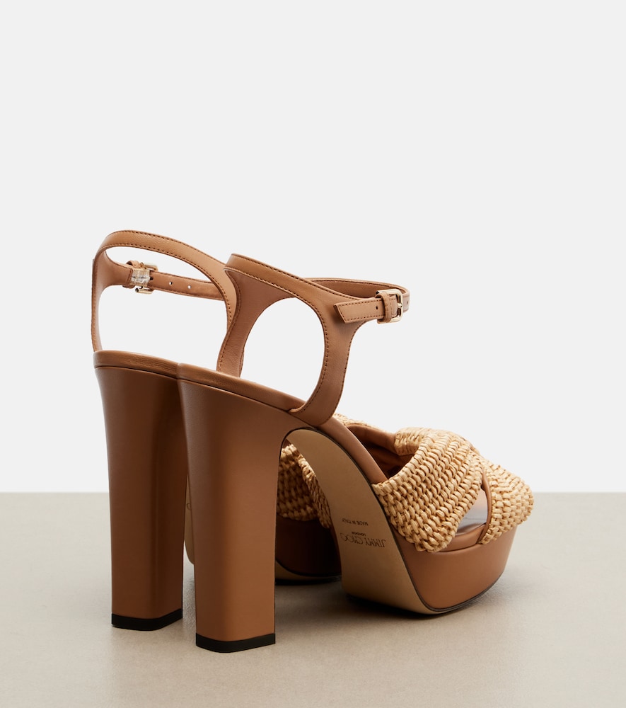Jimmy Choo Heloise raffia and leather sandals - Beige High Heels