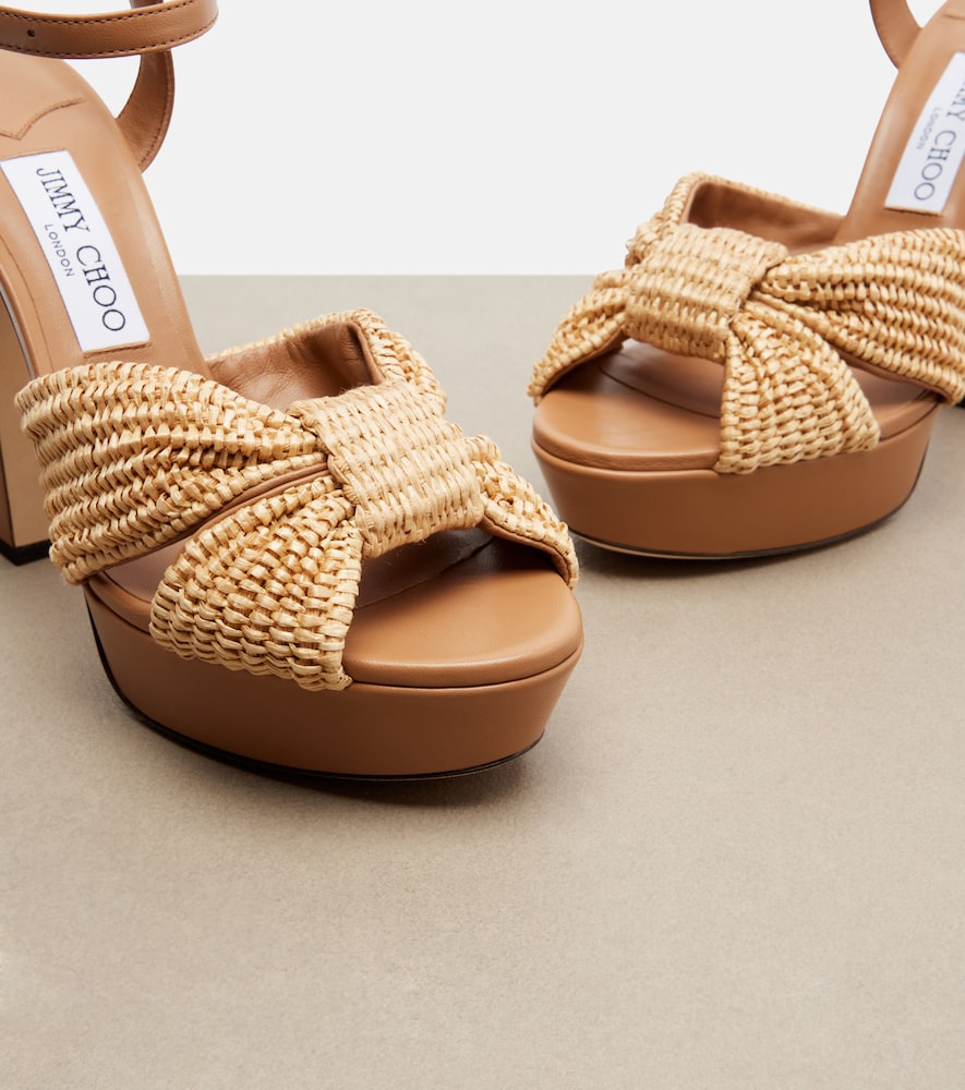 Jimmy Choo Heloise raffia and leather sandals - Beige High Heels