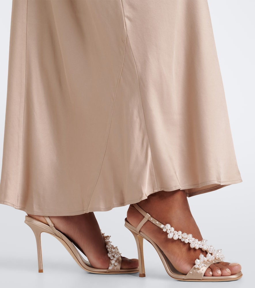 Jimmy Choo Irina embellished satin slingback sandals - Beige High-Heel Sandals