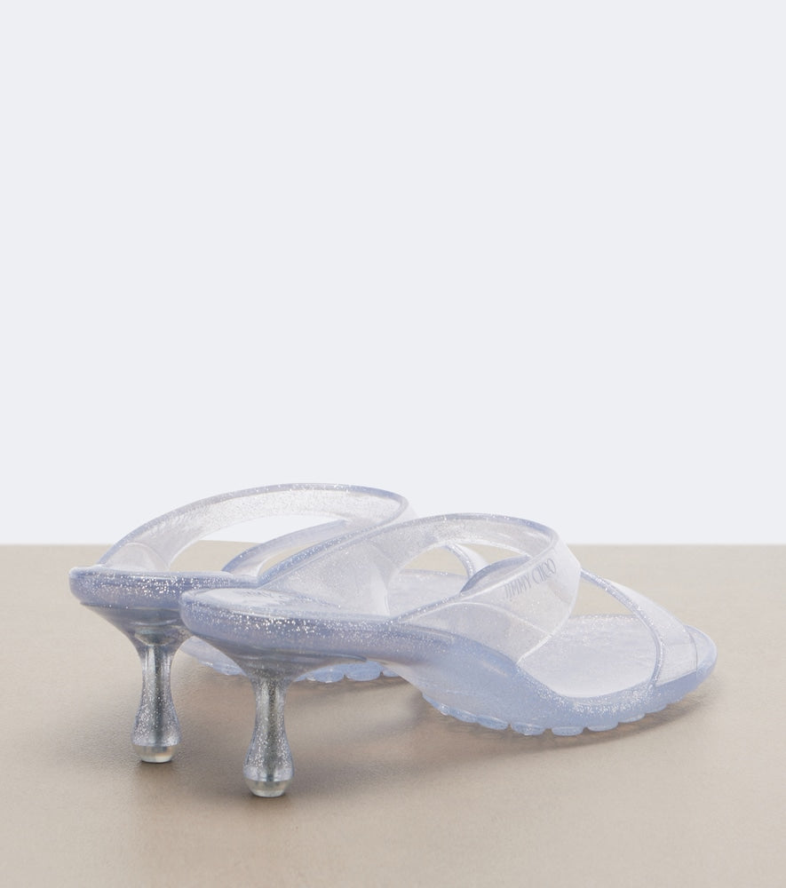 Jimmy Choo Jelly Drop glitter TPU mules in Transparent - Heeled Sandals