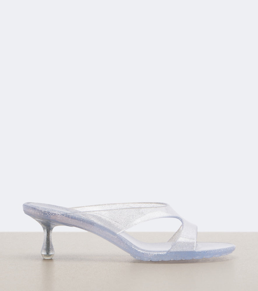 Jimmy Choo Jelly Drop glitter TPU mules in Transparent - Heeled Sandals