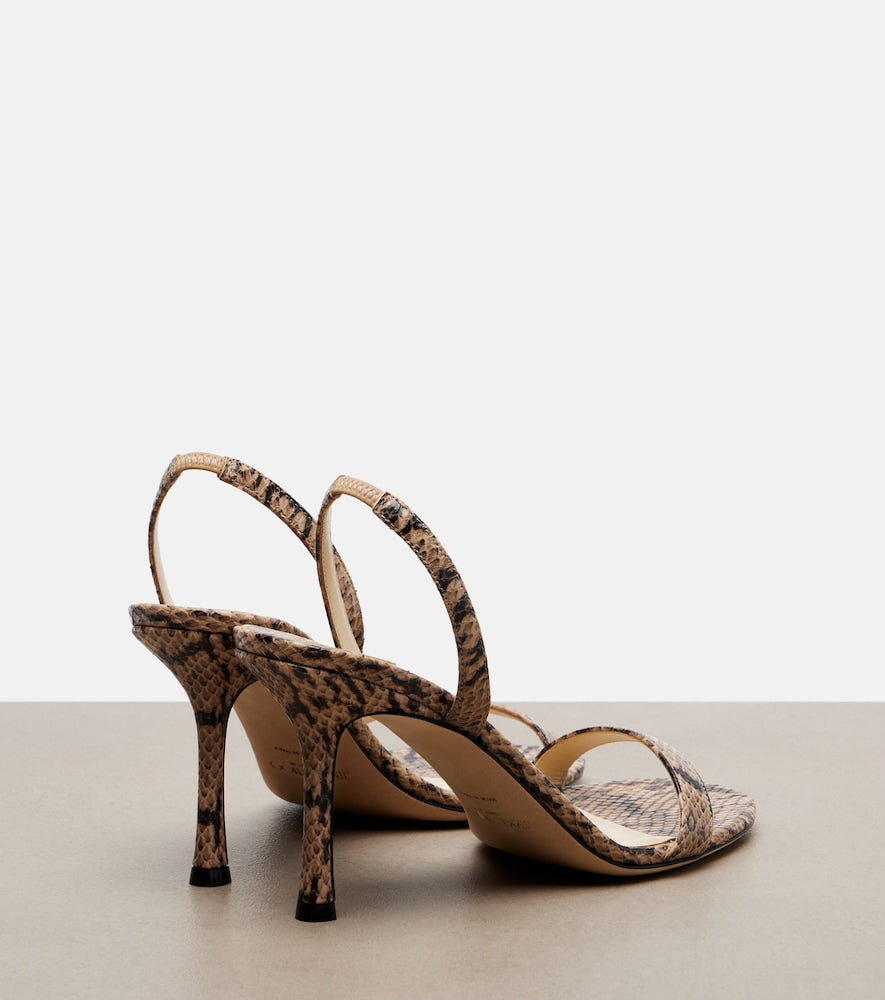 Jimmy Choo Jenn snake-effect leather slingback sandals - Beige Mid Heel Sandals