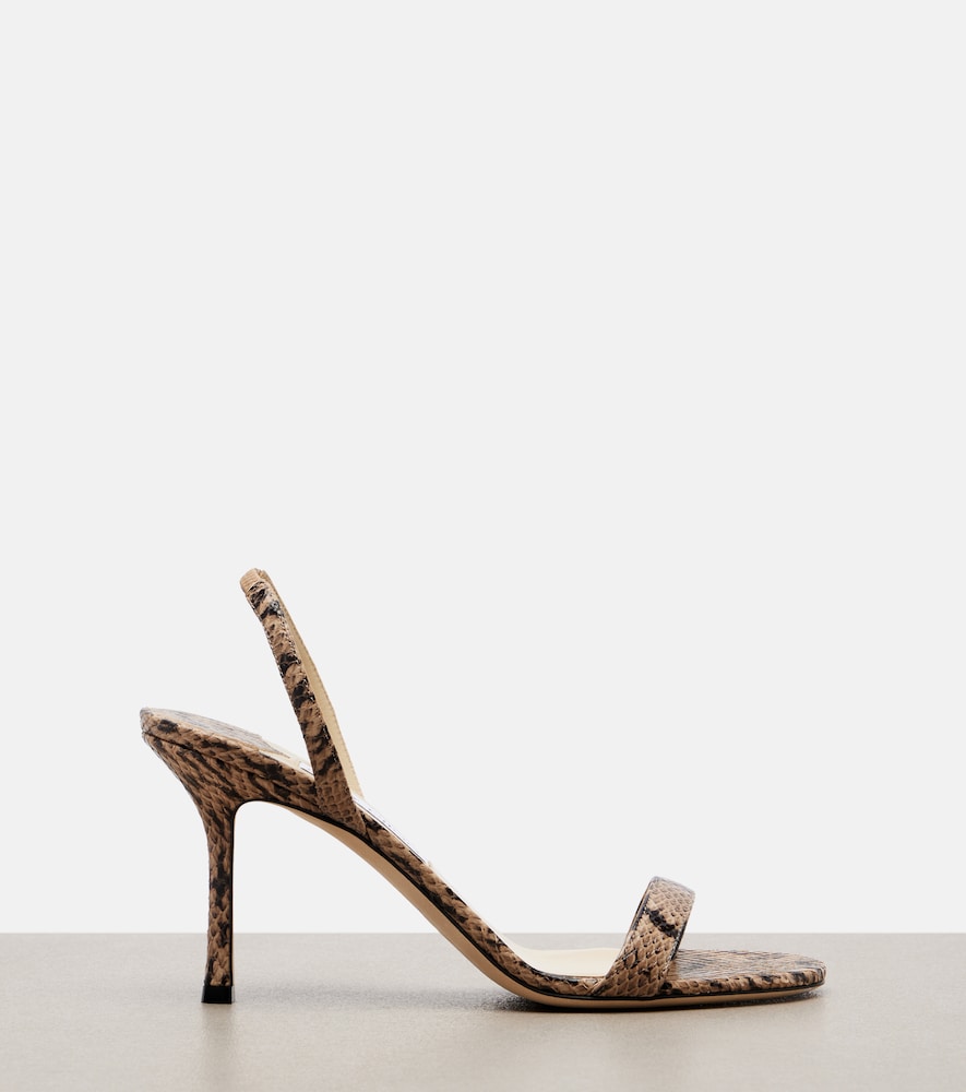 Jimmy Choo Jenn snake-effect leather slingback sandals - Beige Mid Heel Sandals