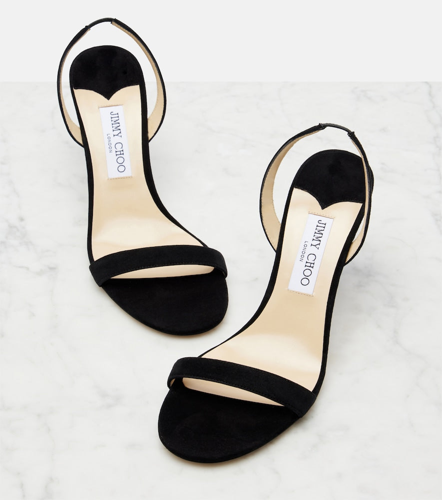 Black Jimmy Choo Jenn suede slingback sandals - Mid Heel Sandals