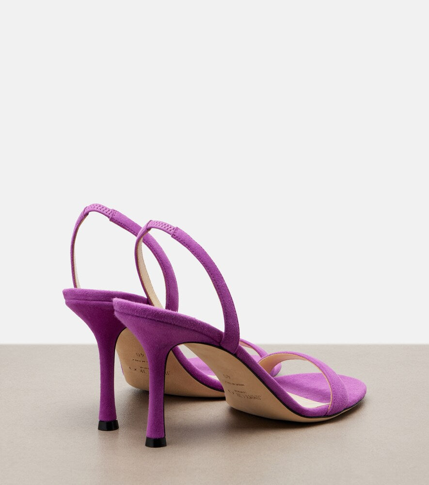 Jimmy Choo Jenn suede slingback sandals in Purple - Mid Heel Sandals