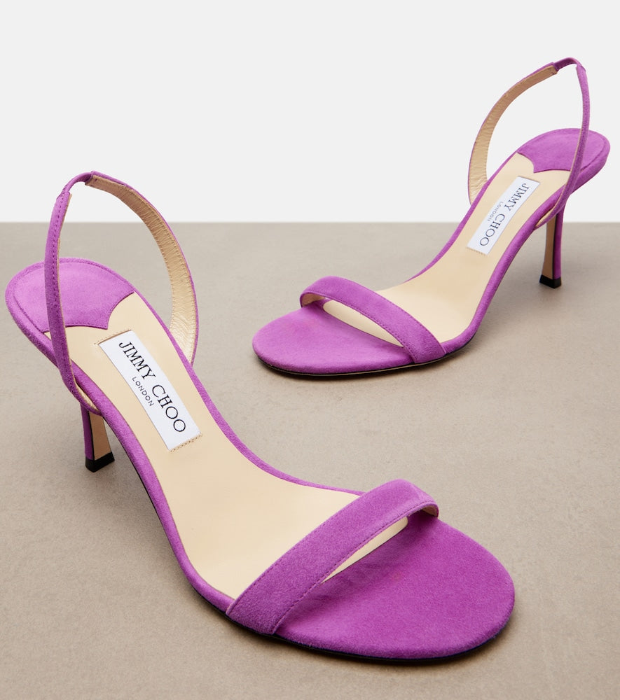 Jimmy Choo Jenn suede slingback sandals in Purple - Mid Heel Sandals