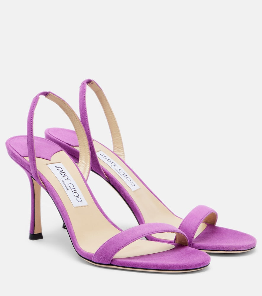 Jimmy Choo Jenn suede slingback sandals in Purple - Mid Heel Sandals