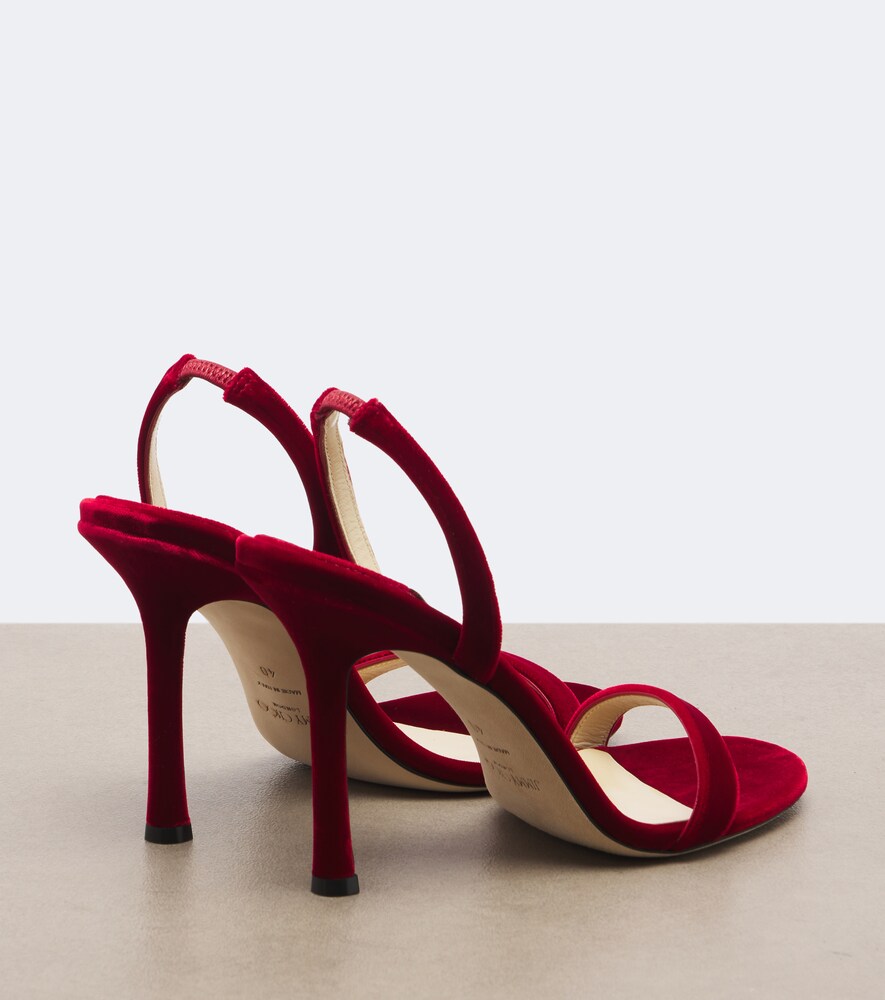 Red Jimmy Choo Jenn velvet slingback sandals - High-Heel Sandals