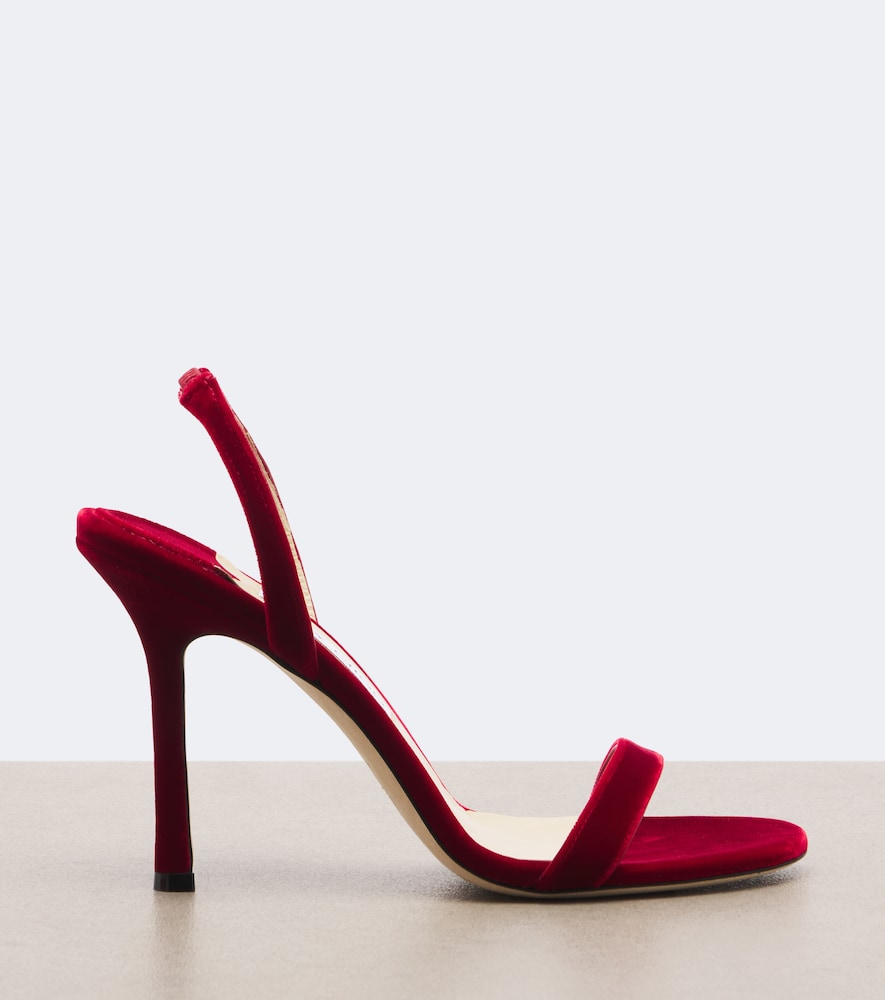 Red Jimmy Choo Jenn velvet slingback sandals - High-Heel Sandals