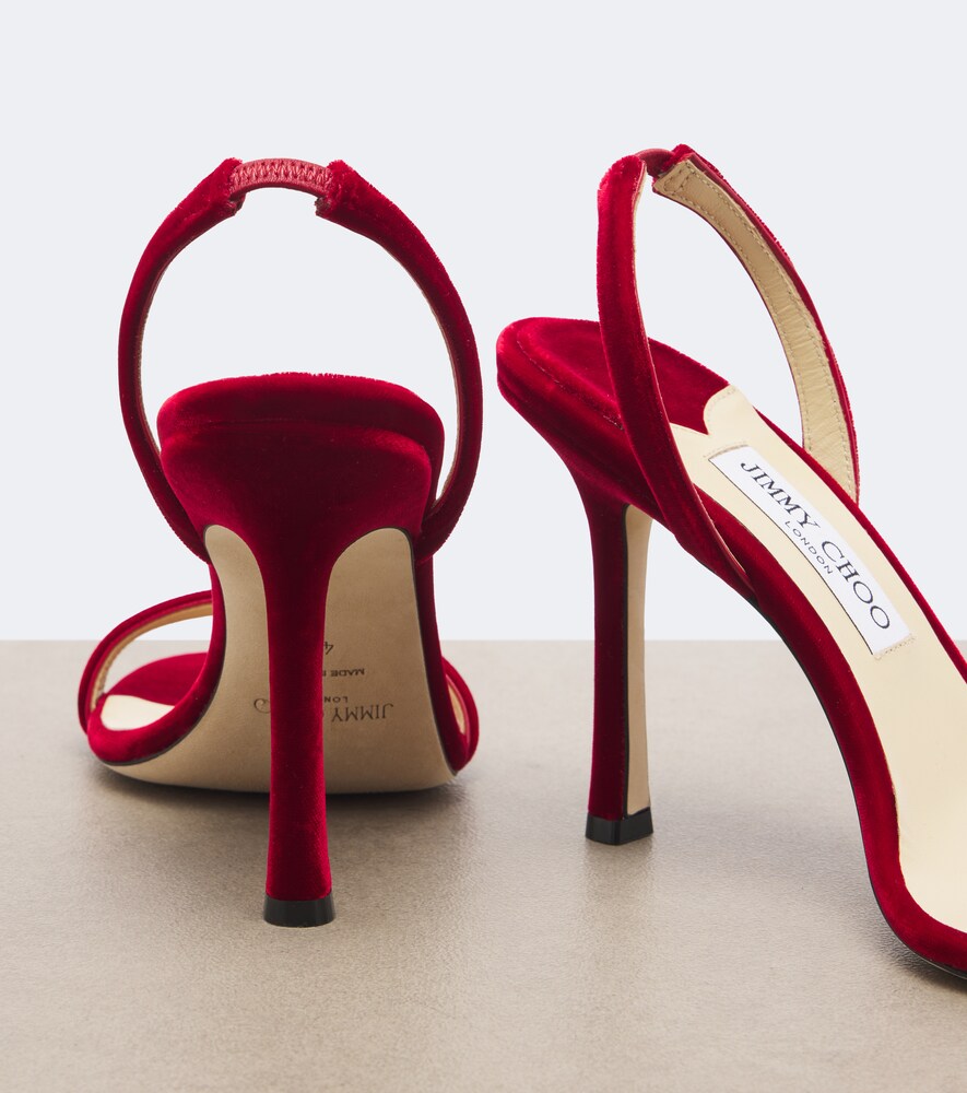 Red Jimmy Choo Jenn velvet slingback sandals - High-Heel Sandals