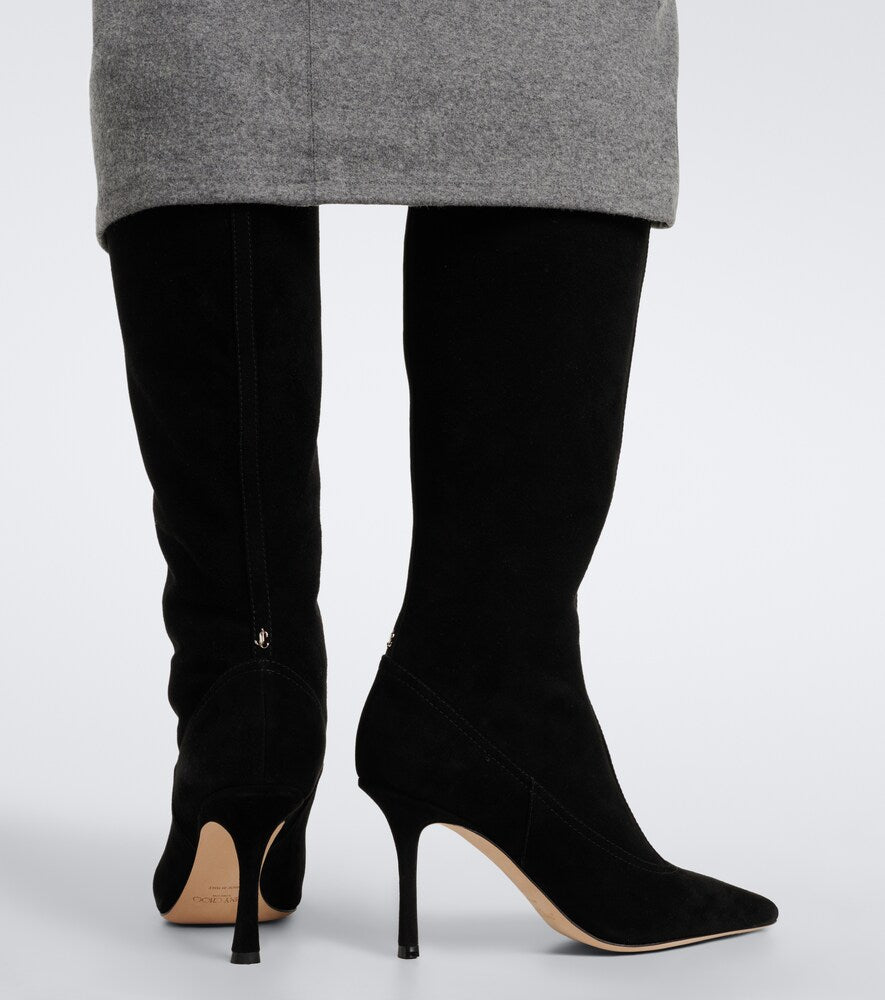 Black Jimmy Choo Jozi shearling-lined suede knee-high boots - Knee-high Boots