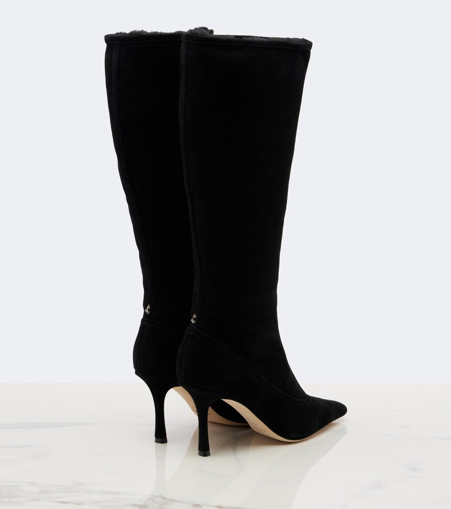 Black Jimmy Choo Jozi shearling-lined suede knee-high boots - Knee-high Boots