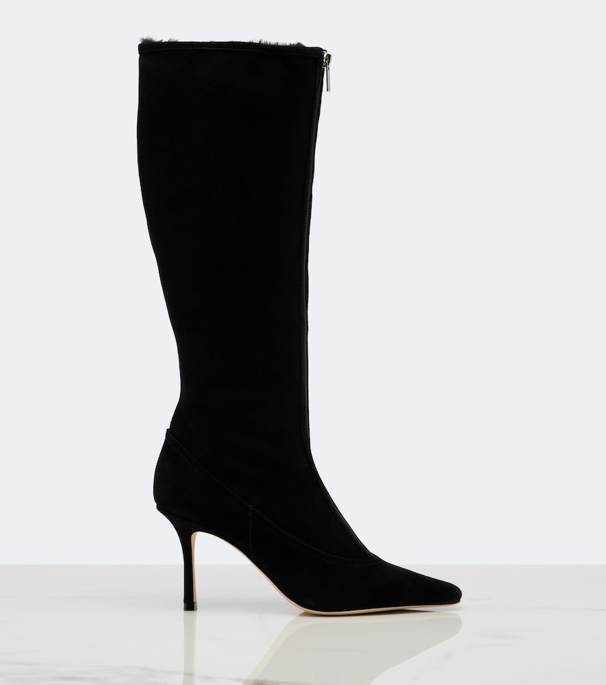 Black Jimmy Choo Jozi shearling-lined suede knee-high boots - Knee-high Boots