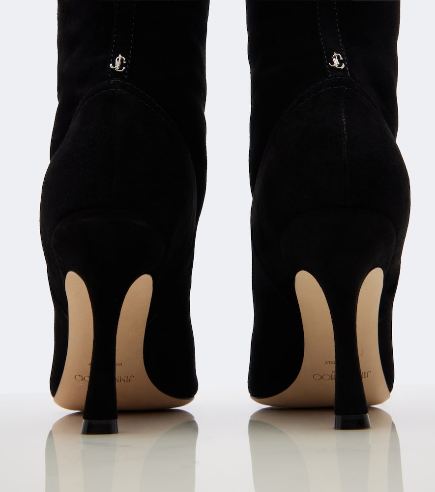 Black Jimmy Choo Jozi shearling-lined suede knee-high boots - Knee-high Boots