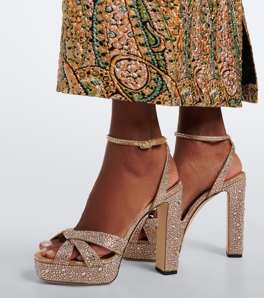 Gold Jimmy Choo Kove embellished platform sandals - High-Heel Sandals
